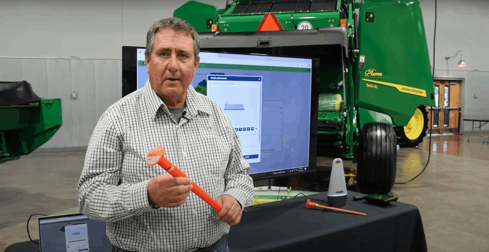 Mark Peterson at the High Plains Ag Expo discussing hay probes.